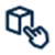 Hand hovering over cube icon