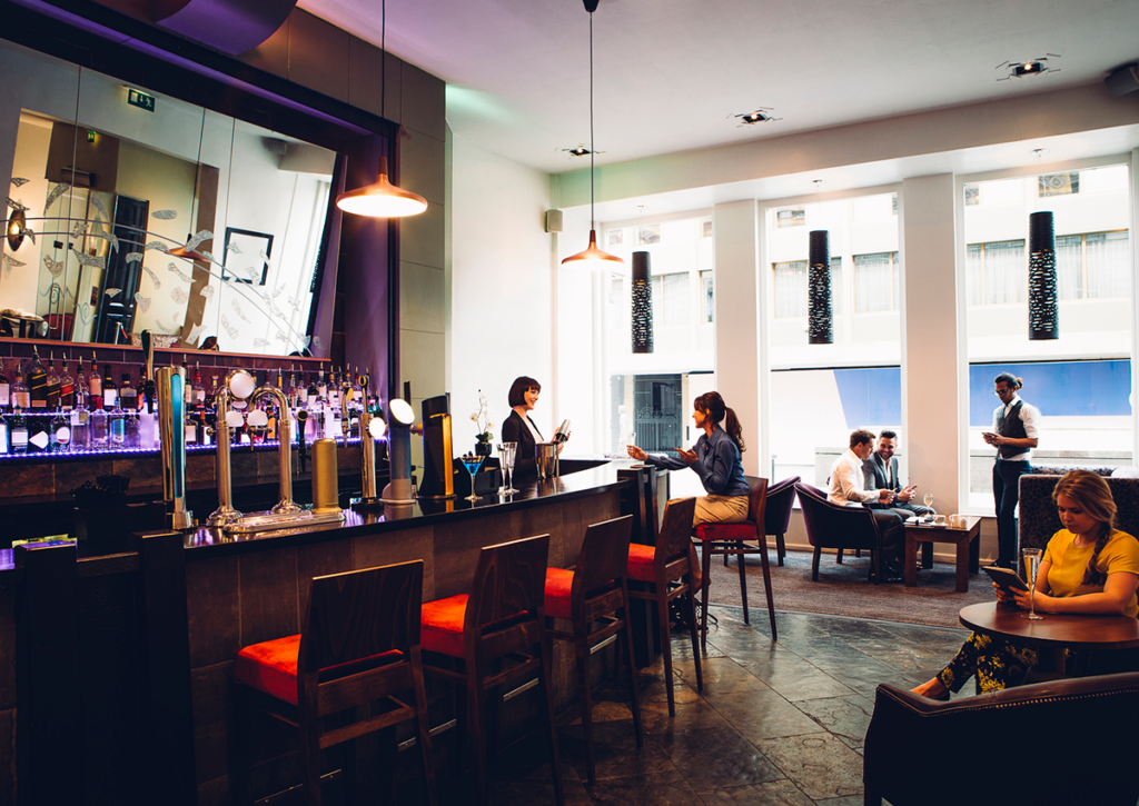 People sitting in a bar.